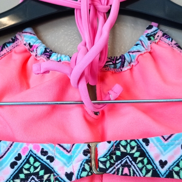 Breaking Waves Multicolor ruched halter Bikini Top junior sz M swimwear - Picture 4 of 11